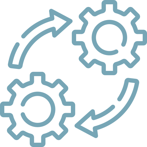 two cogs and arrows showing interconnectivity